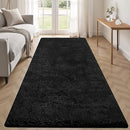 2x6 Runner Rug for Bedroom: Fluffy Shag Soft Washable Rugs Small Fuzzy Plush Indoor Carpet for Hallway Bedside Dorm Kids Girls Boys Room (Black, 2'x6') by TinyTreasures Baby Boutique