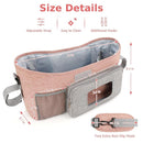 Accmor Universal Stroller Organizer with Insulated Cup Holder, Stroller Caddy Bag Accessories, Stroller Cup Holder Organizer for Uppababy Baby Jogger Britax Stroller, Pink by TinyTreasures Baby Boutique