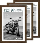 13x19 Picture Frame 3 Pack - Brown Woodgrain, Wood Photo Frame, HD Tempered Glass, Wall Gallery Poster Frame by CozyNest Decor