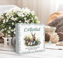 SRADMO Easter Wooden Block Decorative Sign, 5x5 inches, Wood, Tabletop Mount, Multicolor, Easter Theme, Rustic Style, Pre-Printed Text: Cottontail by CozyNest Decor