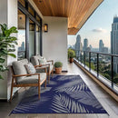 GENIMO Outdoor Rug 6' x 9' Waterproof for Patios Clearance, Reversible Outdoor Plastic Straw Camping Rug Carpet, Large Area Rugs Mats for RV, Camper, Deck, Balcony, Porch, Beach, Picnic Navy Blue&Grey by CozyNest Decor