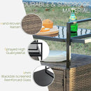 Wicker Outdoor Bar Cart - Brown Patio Console Storage Table Buffet Cabinet Serving Kitchen Cart with Wheels for Outside Backyard by CozyNest Decor