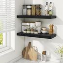 Fun Memories 24 Inch Floating Shelves for Wall, 9 Inch Deep Black Rustic Wood Wall Mounted Shelves for Bathroom, Kitchen, Living Room, Set of 2 by CozyNest Decor