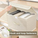 Storage Boxes, Collapsible Storage Bins with Lids, Cotton and linen cloth Storage Baskets with Handle, for Books, Closet, Bedroom, Home, 15x9.8x9.8 in, Grey and Beige by CozyNest Decor