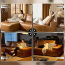 ovios Sectional Cloud Couch for Living Room, Modular Floor Sofa with Plush Corduroy, No Assembly Required, Big Comfy Couches Set with Fluffy Memory Foam, Stupendous U Shaped Sofas with Chaise, Brown by CozyNest Decor
