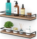 Meangood Floating Shelves Wall Mounted Set of 2, Rustic Wood Wall Storage Shelves for Bedroom,Living Room,Bathroom, Kitchen Torched Wood by CozyNest Decor