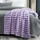 Cozy Bliss Faux Fur Throw Blanket for Couch, Cozy Warm Plush Striped Blanket for Sofa Bedroom Living Room, 50 * 60 Inches Lavender Purple by CozyNest Decor