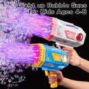 Bubble Gun, 125 Holes Bubble Machine with Lights, Bubble Guns for Kids Ages 4-8 Year Old, Big Bubble Gun Blaster for Wedding, Halloween Outdoor Toy Birthday Bubble Maker Party Favors (Blue) by TinyTreasures Baby Boutique
