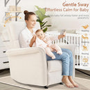 Manual Rocker Recliner Chair with Glider Motion for Nursery, 160° Recline & Wide Armrests - Overstuffed Snowflake Fleece Nursery Chair for Small Spaces, Living Room, Bedroom by TinyTreasures Baby Boutique
