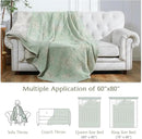 jinchan Boho 100% Cotton Muslin Twin Size 60x80 Inches Blanket Lightweight 4-Layer Quilted Soft Green and Beige Floral Throw Blanket Reversible Comfy Flower Breathable All Seasons Couch Bedroom Decor by CozyNest Decor