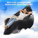 Hobestluk 3 in 1 Bean Bag Chair Giant Bean Bag Chairs for Adults with Chevron Plush Fur Cover Convertible Bean Bag Floor Cushion with Machine Washable Cover for Living Room (Chevron Plush Black) by CozyNest Decor