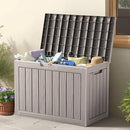 45 Outdoor Storage Box, Waterproof Resin Deck Box with Side Handles, Lockable Outdoor Bench for Indoor & Outdoor Use, Storage Bin for Patio Cushions, Garden Tools, Package Delivery, Grey by GreenHaven Gardens