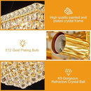 4-Light Gold Crystal Chandeliers Flush Mount Chandelier Light Fixture with K9 Crystals Modern Ceiling Lights Elegant Square Lamp for Bedroom,Hallway,Bar,Living Room,Dining Room,H5.9 xW13.7 by CozyNest Decor