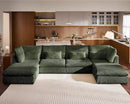 Oversized Modular Sofa, Extra Deep Cloud Corduroy Sectional Couch with Ottoman Chaise, Fluffy Chenille 6 Seat U-Shaped Sofa for Living Room, Villa (U Shape 6 Seater, Corduroy Green) by CozyNest Decor