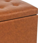 Adeco 17.7" Leather Cube Storage Orange Ottomans for Living Room by CozyNest Decor