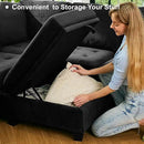 Belffin Modular Sectional Sleeper Sofa with Pull Out Bed Velvet Convertible U Shaped Sectional Sofa Couch with Storage Chaises for Living Room Black by CozyNest Decor