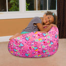 Posh Creations Bean Bag Chair for Kids, Teens, and Adults Includes Removable and Machine Washable Cover, Canvas Multi-Colored Hearts on Pink, 27in - Medium by TinyTreasures Baby Boutique