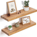 Fun Memories Floating Shelves for Wall, 24"x9.3" Rustic Solid Elm Wood Shelves, Heavy-Duty Wall Mounted Shelves with Invisible Brackets, Set of 2 for Living Room, Bedroom, Kitchen, Natural Finish by CozyNest Decor
