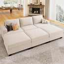 Nolany Corduroy Sectional Couch with Storage Ottoman, Sleeper Sectional Sofa with Chaise, Modular Sectional Couches for Living Room, Beige by CozyNest Decor