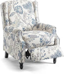 UIXE Pushback Recliner Chair, Push Back Accent Chair Fabric Upholstered Armchair for Living Room, Rivet Trim Home Theater Single Sofa Bedroom Reading Seat - Blue Plants by CozyNest Decor