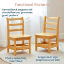 ECR4Kids Three Rung Ladderback Chair with Storage, 12in Seat Height, Classroom Seating, Honey, 2-Pack by CozyNest Decor
