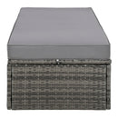 2-Piece Rattan Outdoor Patio Bench Lounge Roof Set, Effective UV Protection Fabric & Waterproof Cushions and Adjustable Backrest for Garden, Backyard and Porch (Grey Wicker + Grey Fabric)