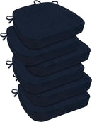 downluxe Chair Cushions for Dining Chairs, Waterproof Kitchen Chair Pads, Non-Slip Dining Seat Cushion with Ties, 17" x 16" x 2.5", Navy, 6 Pack by CozyNest Decor