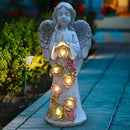 Angel Solar Garden Outdoor Statues with Succulent Plants and 6 LED Lights– Outside Solar Garden Decor Figurines -Remembrance & Sympathy Gifts Decorations by CozyNest Decor