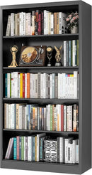 66" Tall Metal Bookcase, 5 Shelf Black Bookcase with Adjustable Shelves, Large Bookshelves and Bookcases, Modern Book Shelf Storage Organizer for Living Room, Home Office, Library (Black) by CozyNest Decor