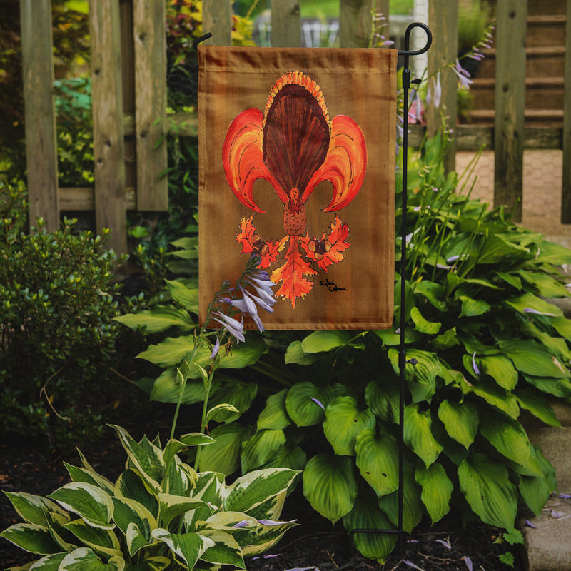 Thanksgiving Turkey Fleur de lis Flag Garden Size