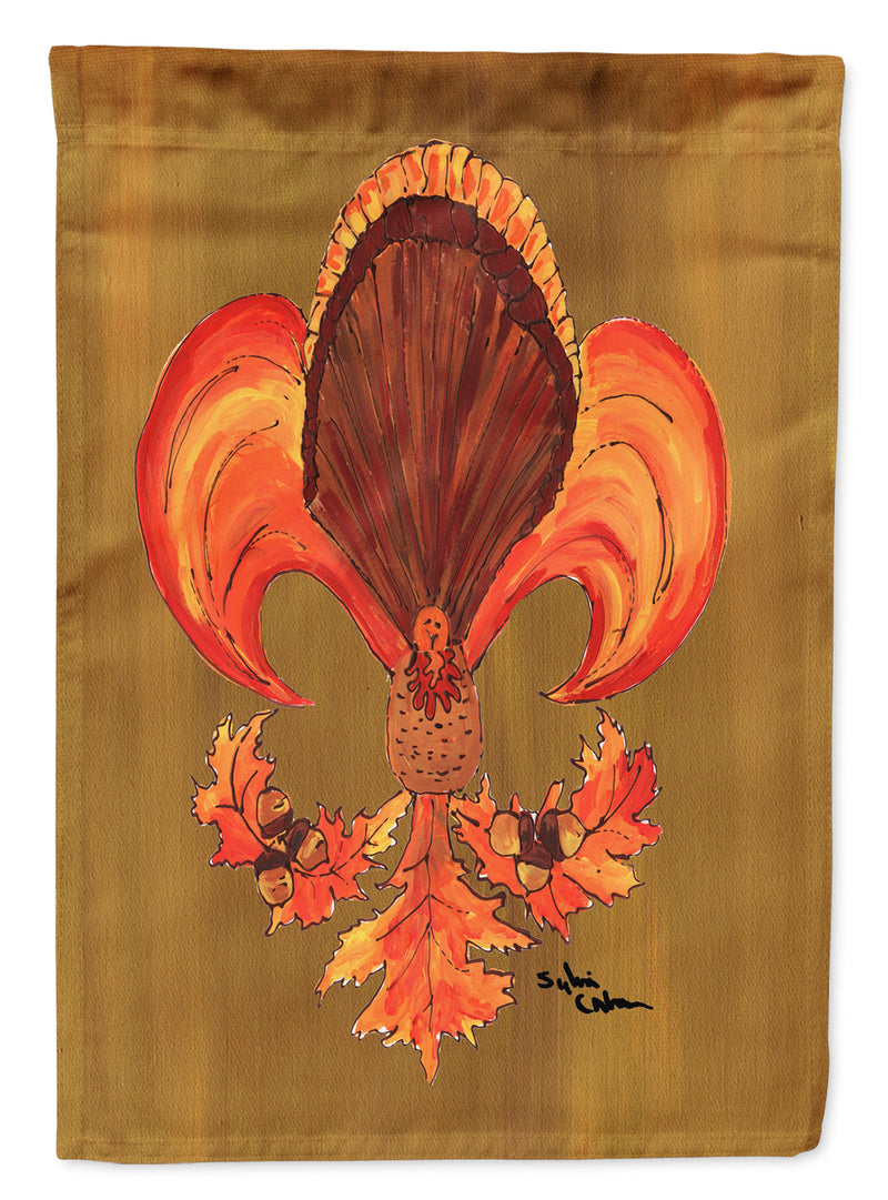 Thanksgiving Turkey Fleur de lis Flag Garden Size