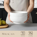 MALACASA Large Serving Bowls - 60 OZ (8") Salad Bowls Set of 2, White Mixing Bowls for Kitchen, Soup, Pasta and Dinner, Large Salad Bowls Set, Dishwasher & Oven Safe, Series REGULAR by CozyNest Decor