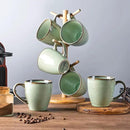 GBHOME Ceramic Coffee Mugs Set of 6, 12oz Stoneware Coffee Mugs Set For Dad Mom Women MEN, Light Weight Coffee Cups for Latte/Tea/Beer/Hot Cocoa, Dishwasher & Microwave Safe, Pastel Green by CozyNest Decor