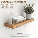 24" Floating Shelves, Live Edge Solid Elm Wood Floating Shelf, Wall Mounted Display Shelves with Heavy-Duty Bracket for Books, Rustic Wooden Shelf for Kitchen, Bathroom, Natural Color, Set of 2 by CozyNest Decor