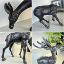 Elegant Pair of Cast Iron Deer Sculptures -22" and 11.4" Tall Male and Female Set for Outdoor Garden Decor, Realistic Animal Statues HC3672-5691 by CozyNest Decor