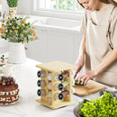 WelFurGeer Bamboo Spice Rack Organizer for Countertop, Revolving Spice Shelf with 12 Glass Jars, Lids & Labels, Desktop Rotating Seasoning Organizer for Kitchens, Space-Saving Design by CozyNest Decor