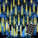 Meteor Shower Rain Lights Solar Christmas Lights Outdoor Falling Rain Drop Lights Snowfall Icicle Cascading String Lights 16 Tubes 16 Inch 576LED for Xmas Tree Wedding Party Holiday Patio Garden Decor by GreenHaven Gardens