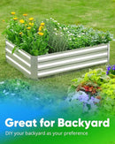 Quictent Galvanized Raised Garden Bed 4x3x1 Ft Metal Planter Box for Vegetables Bottomless for Backyard, Include 1 Tomato Cage, Silver by GreenHaven Gardens