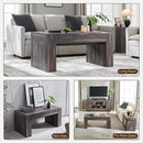 OKD 48" Modern Farmhouse Coffee Table, Wooden Living Room Table with Hidden Storage Drawer, Rustic Rectangular Center Tables w/Wood Thick Design for Living Room, Office, Dark Rustic Oak by CozyNest Decor