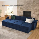 Modular Sectional Sofa Couch for Living Room Velvet Cloud Couches Oversized U Shaped Convertible Sleeper Sofa Chaise Detachable Armrest Cushion Cup Holder (Blue, 8 Seats) by CozyNest Decor