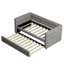 Upholstered Twin Size Daybed With Trundle, Padded Back And Sides - Gray by HouseOfZazla