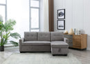 Reversible Sectional Storage Sleeper Sofa Bed, L-Shape 2 Seat Sectional Chaise With Storage, Skin-Feeling Fabric by HouseOfZazla