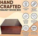 Blake & Lake Wooden Box with Hinged Lid - Solid Walnut Wood Eco Box - Wood Storage Box with Lid - Wooden Keepsake Box - Decorative wooden boxes with lids (Walnut) by CozyNest Decor