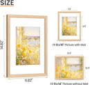 upsimples 11x14 Picture Frame, Natural Solid Wooden Picture Frames, Display 8x10 with Mat or 11 x 14 Without, Vertical or Horizontal Wall Hanging, 1 Pack, Natural by CozyNest Decor