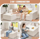 Hobestluk Rectangle Ottoman Memory Foam Footrest for Couch with Removable Cover Large Floor Seating for Adults Ottoman Coffee Table for Living Room, Bedroom or Office (Strip White, Footrest) by CozyNest Decor