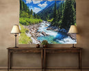 Nature Forest Mountain Tapestry Green Pine Tree Stream Tapestry White Clouds Flowing River Valley Landscape Scenery Tapestries Wall Hanging for Bedroom Dorm Living Room Office Classroom 80 x 60 Inch by CozyNest Decor