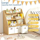 Kids Bookshelf and Toy Organizer, Wooden Kids Bookcase, Toddler Montessori Bookshelf with 3 Movable Drawers, Toy Storage Organizer for Kids Room, Living Room, Nursery by CozyNest Decor