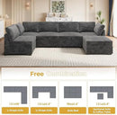 HOOOWOOO Modular Sectional Sofa,6 Pieces Sectional Couches for Living Room,98X98 L Shaped Cloud Couch with Ottoman Chaise Set(Grey Velvet Corduroy) by CozyNest Decor