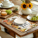 Fall Cross Pumpkin Placemats Set of 4 Autumn Thanksgiving Harvest Sunflower Maple Leaf Orange Linen Table Mats Seasonal Farmhouse Decorative Place Mat for Party Kitchen Dining Decor by CozyNest Decor