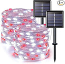 JMEXSUSS 2 Pack Red and White Solar Christmas Lights, Each 33FT 100 LED Solar String Lights Outdoor, Waterproof Solar Fairy Lights for Outside Christmas Decorations by GreenHaven Gardens